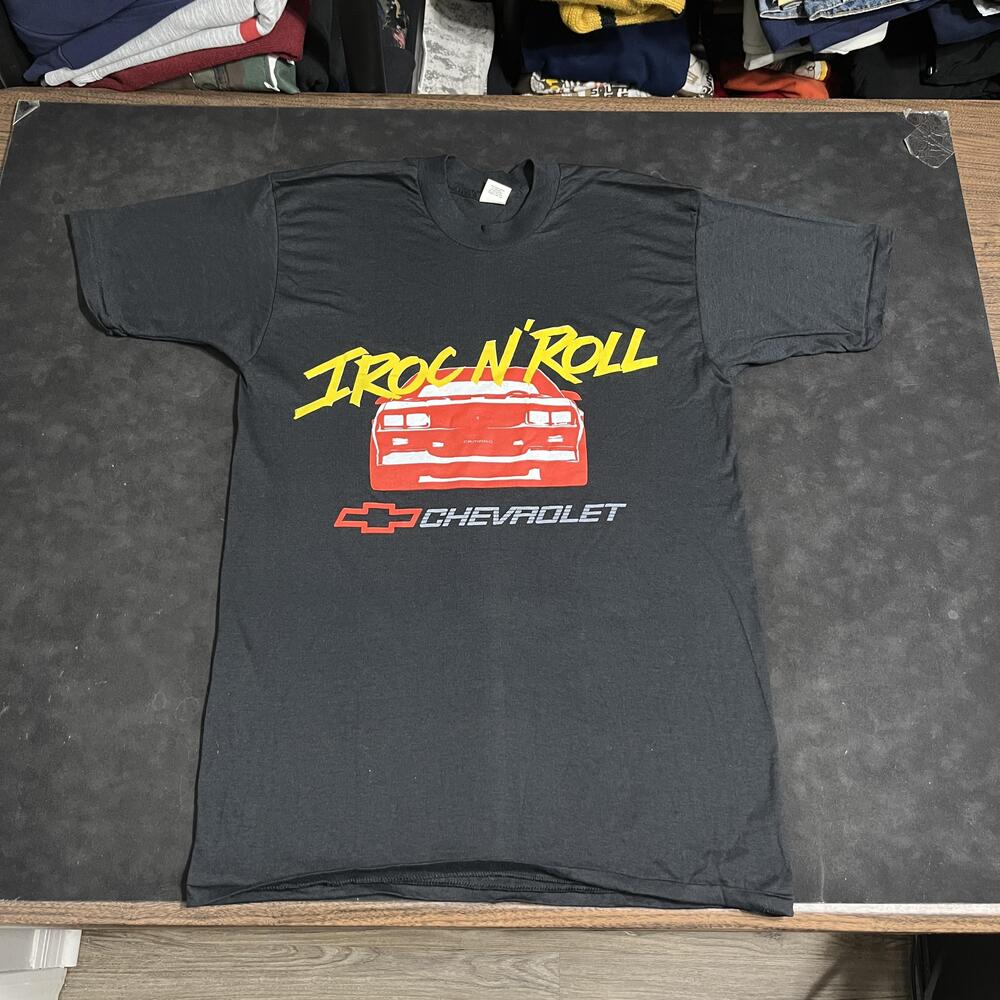 Vintage Chevrolet Camaro Shirt Mens XL Black Made USA 80s Promo Rock n Roll Race